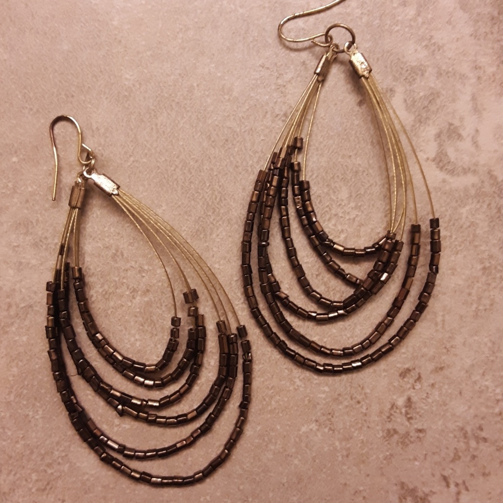 Beaded Drop Loop Earrings